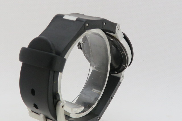 1円~【動作品】BVLGARI ブルガリ ALUMINUM アルミニウム AL 32 A クオーツ 腕時計 アイボリー文字盤 クォーツ メンズ腕時計 11-5-4_画像4