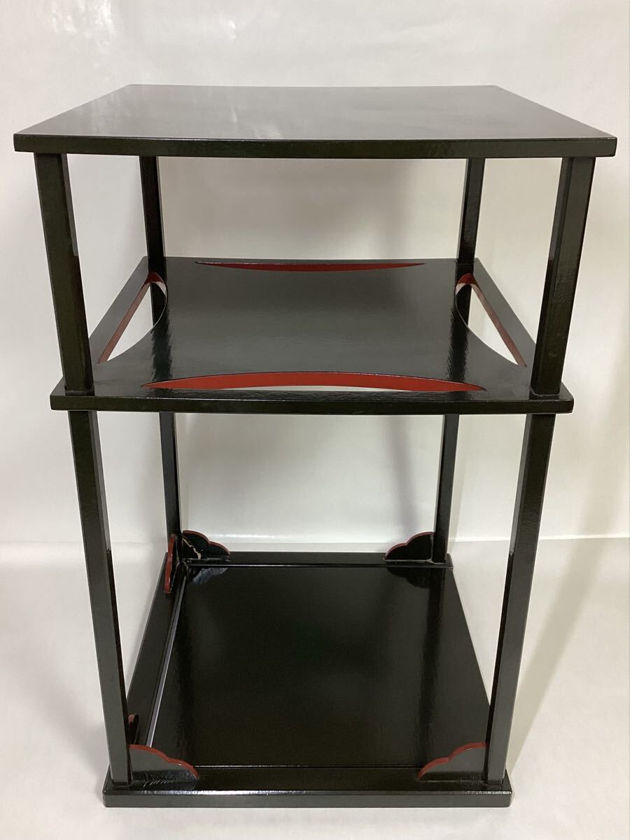 糸巻棚 表千家 碌々斎好 塗師 華暁作 作り付け 木箱入 経年劣化・修正跡有り 茶道具 古物品_画像5