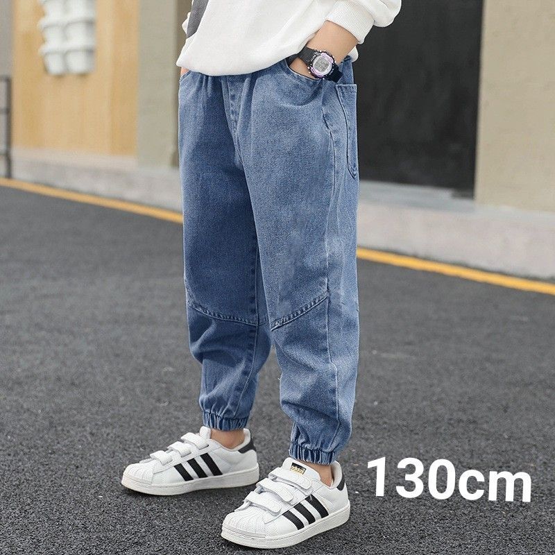 デニム ジーンズ キッズ 男の子 ブルー 女の子 パンツ カジュアル 130cm ジョガーパンツ_画像1