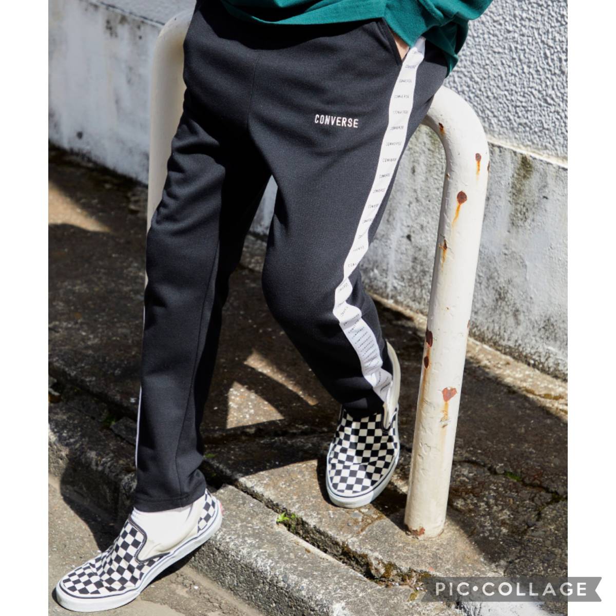 新品 コンバース ジャージパンツ Lサイズ 黒 ブラック 9410-3341 トラックパンツ サイドラインパンツ スウェットパンツ メンズ_画像1