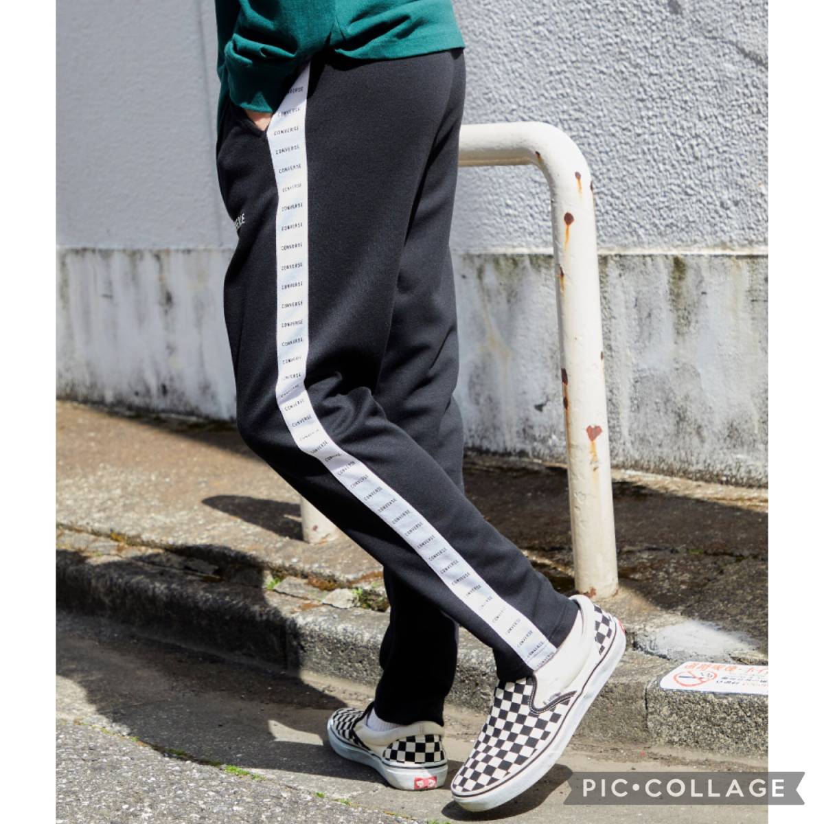 新品 コンバース ジャージパンツ Lサイズ 黒 ブラック 9410-3341 トラックパンツ サイドラインパンツ スウェットパンツ メンズ_画像3