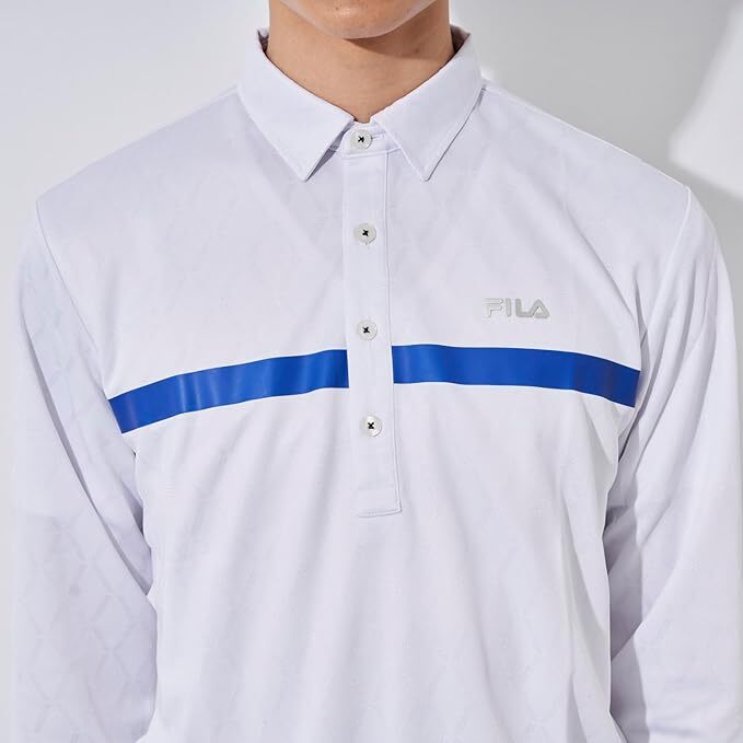 新品 フィラ ゴルフ 格子柄 長袖シャツ Lサイズ 白 ホワイト 783-503 吸汗速乾 UVカット 定価9,790円 783503 ゴルフシャツ ゴルフウェア_画像4