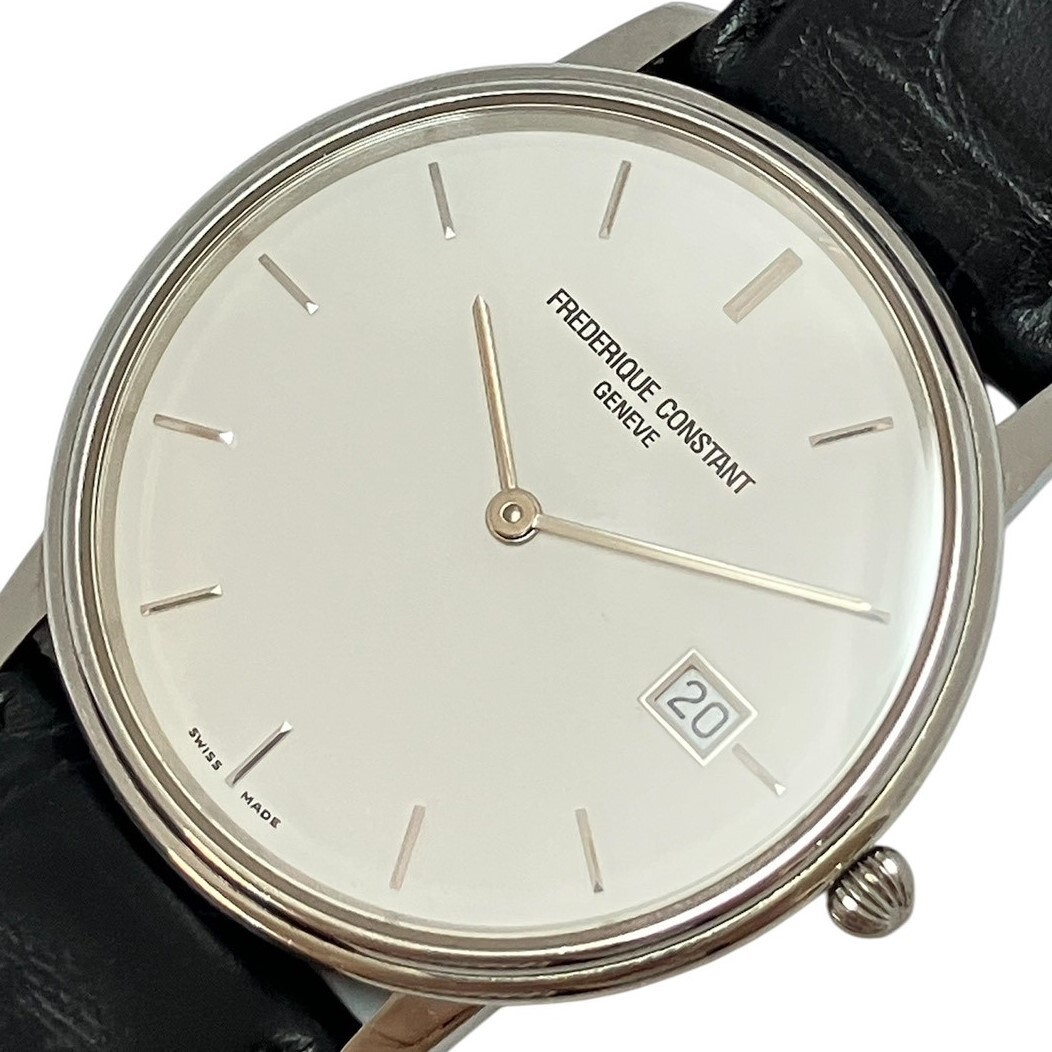 X042-K32-6348◎ 【電池交換済み/稼働】 FREDERIQUE CONSTANT メンズ腕時計 スリムライン FC220/245X4S25/6 QUARTZ ラウンド デイト KA_画像1