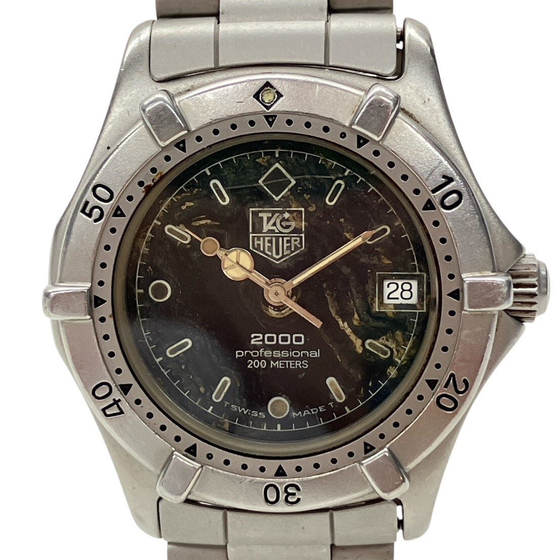 Z029-CH22-401◎ TAG HEUER タグホイヤー メンズ腕時計 2000シリーズ 962.013 QUARTZ 回転ベゼル ラウンド デイト ブラック文字盤 KA_画像1