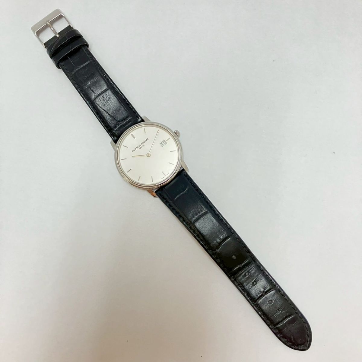 X042-K32-6348◎ 【電池交換済み/稼働】 FREDERIQUE CONSTANT メンズ腕時計 スリムライン FC220/245X4S25/6 QUARTZ ラウンド デイト KA_画像2
