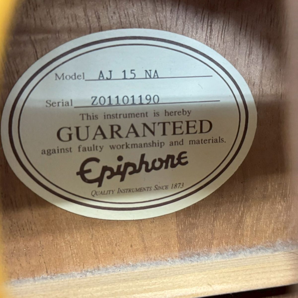 W435-K64-557* EPIPHONE Epiphone AJ 15 NA акустическая гитара жесткий чехол имеется KB