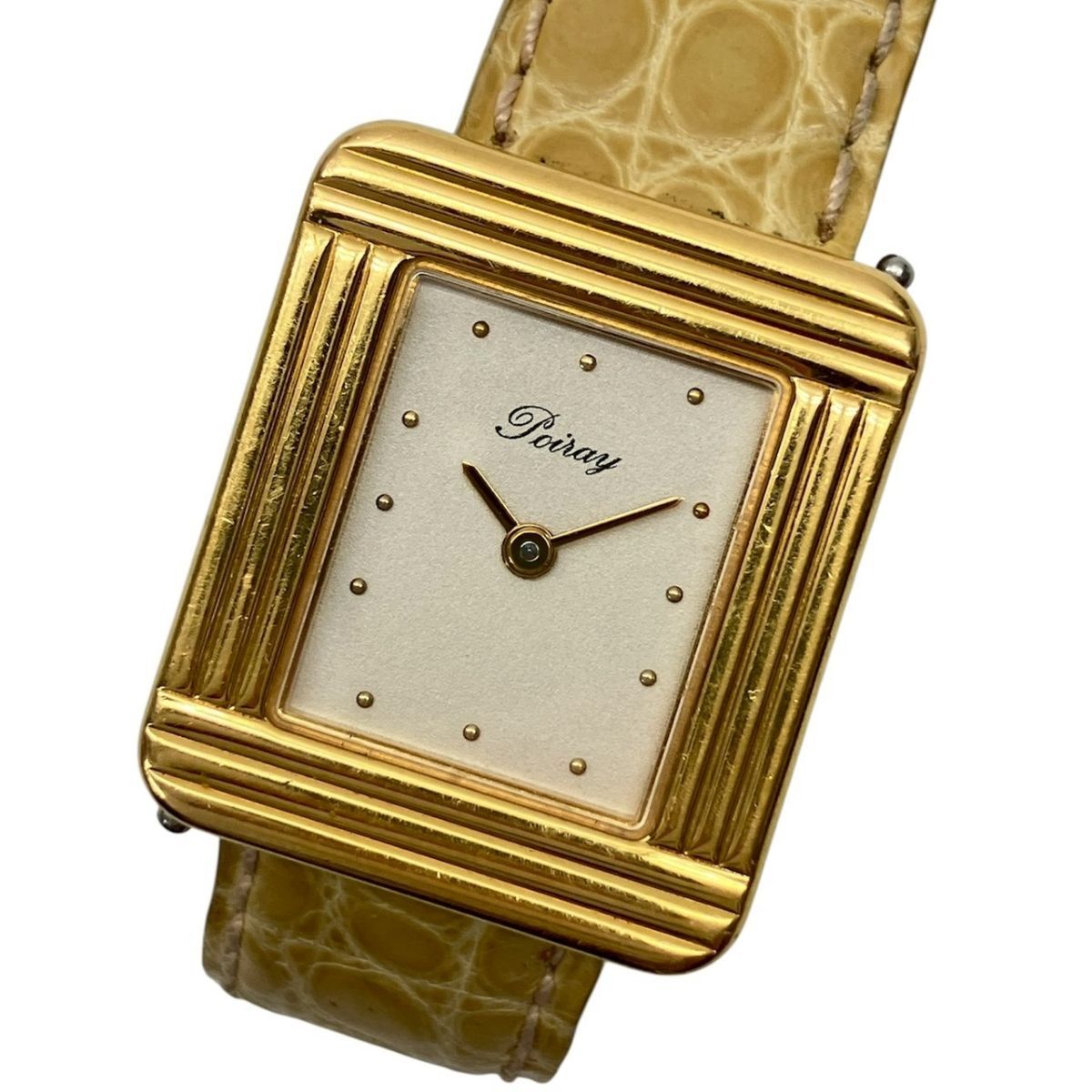 X068-SG8-645* [ батарейка заменена / работа ] Poiraypoare женские наручные часы ma* тянуть mieQUARTZ кварц квадратное SS 2 стрелки Gold циферблат KA