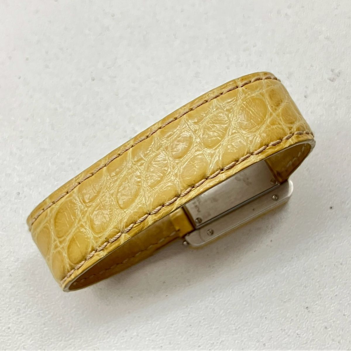 X068-SG8-645* [ батарейка заменена / работа ] Poiraypoare женские наручные часы ma* тянуть mieQUARTZ кварц квадратное SS 2 стрелки Gold циферблат KA