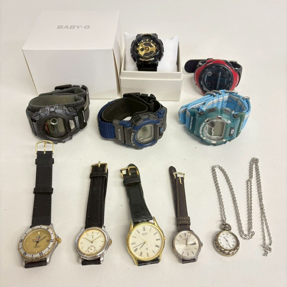 Z257-■ 腕時計 ペンダント 10点セット TAG HEUER SEIKO アナデジ デジタル スモセコ クォーツ 手巻き メンズ レディース 稼働品有 KA_画像1