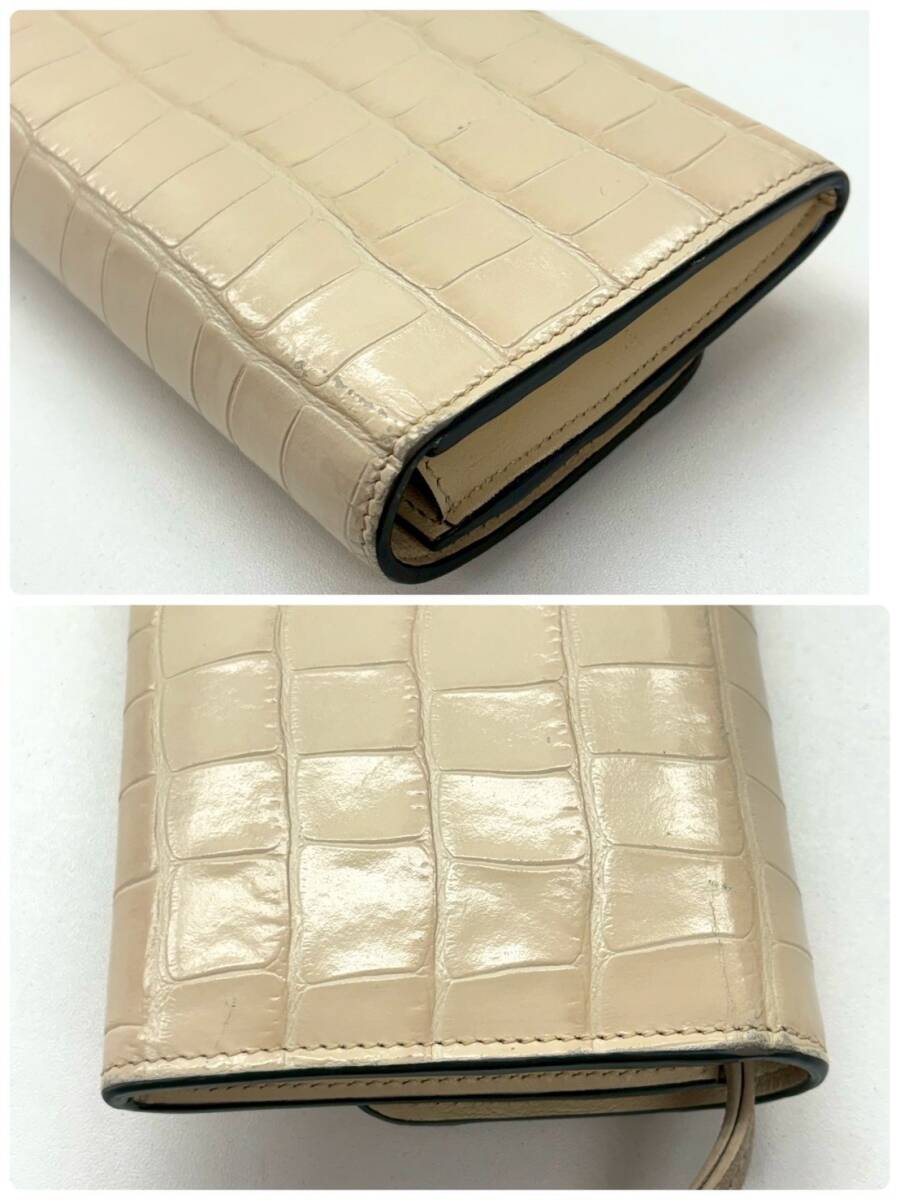 X305-O66-766 Chloe クロエ 財布 長財布 クロエC クロコ型押し ベージュ P055A87N-24Q 02-20-60-65 レザー レディース 箱付き KA_画像5