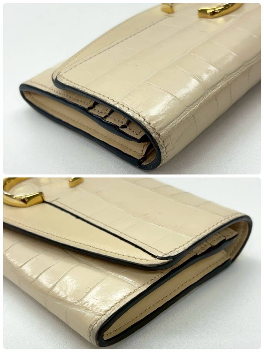 X305-O66-766 Chloe クロエ 財布 長財布 クロエC クロコ型押し ベージュ P055A87N-24Q 02-20-60-65 レザー レディース 箱付き KA_画像9