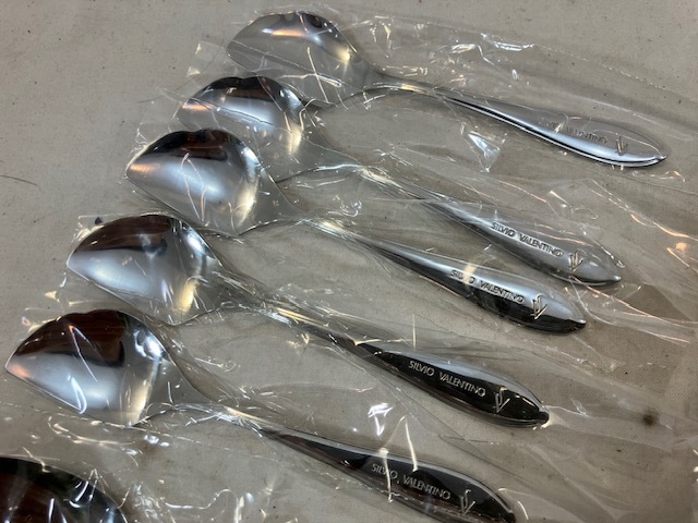 silvio valentino　スプーン　デザートスプーン　コーヒースプーン　ヒメフォーク　5客揃　カトラリーセット　未使用_画像2