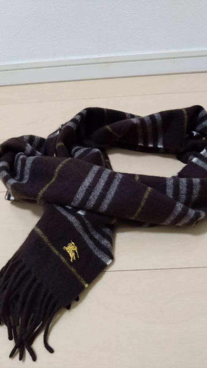 バーバリー ブラックレーベル カシミア100% マフラー BURBERRY BLACK LABEL ボーダー チェック ウール_画像3