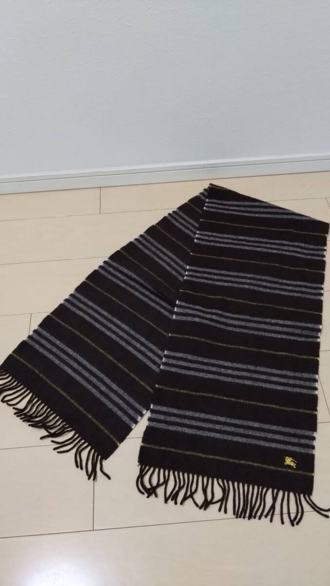 バーバリー ブラックレーベル カシミア100% マフラー BURBERRY BLACK LABEL ボーダー チェック ウール_画像4