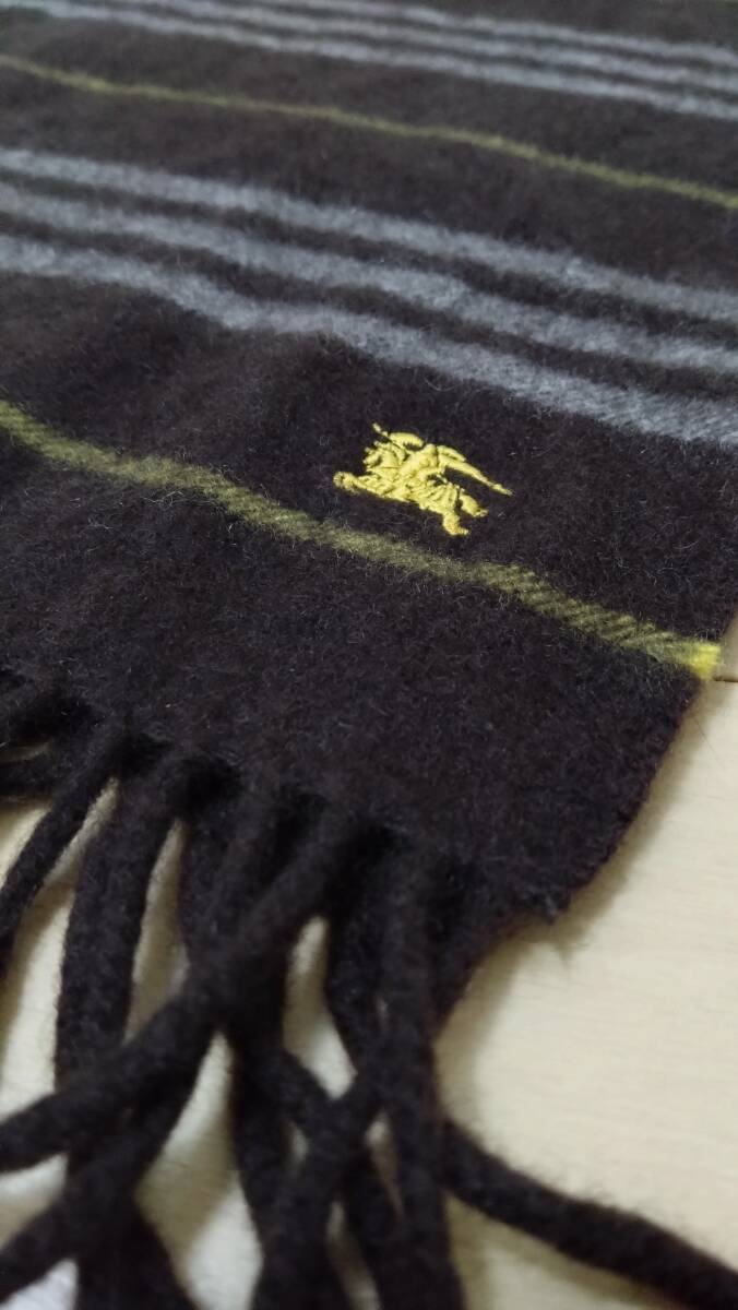 バーバリー ブラックレーベル カシミア100% マフラー BURBERRY BLACK LABEL ボーダー チェック ウール_画像1