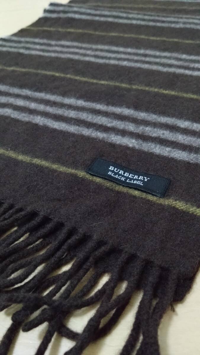 バーバリー ブラックレーベル カシミア100% マフラー BURBERRY BLACK LABEL ボーダー チェック ウール_画像2