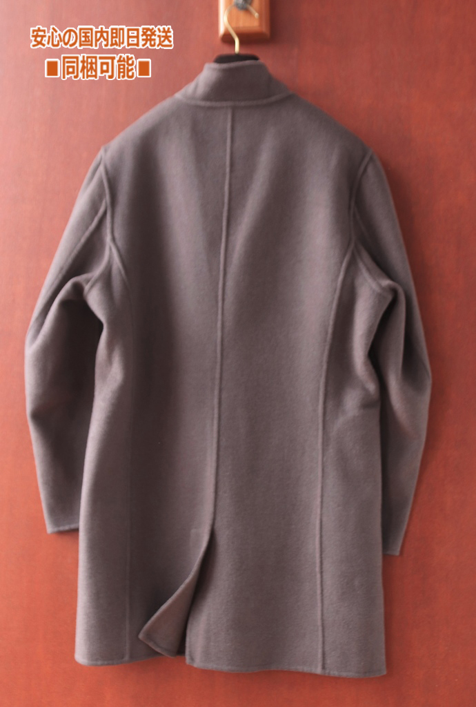 新品 新作■欧州 軽量 wool51% チェスターコ ート 灰紫 L◆メンズ 秋冬 アウター フライoneスナップ釦 cashmere テーラード ジャケット_画像9