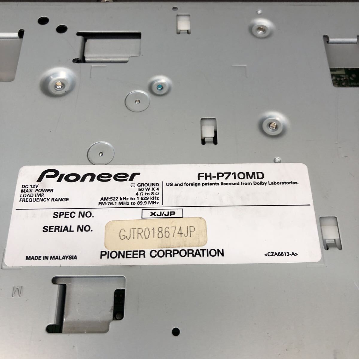 AV11-317 激安 カーステレオ Carrozzeria Pioneer FH-P710MD GJTR018674JP CD FM/AM プレーヤー 本体のみ 簡易動作確認済み 中古現状品_画像6