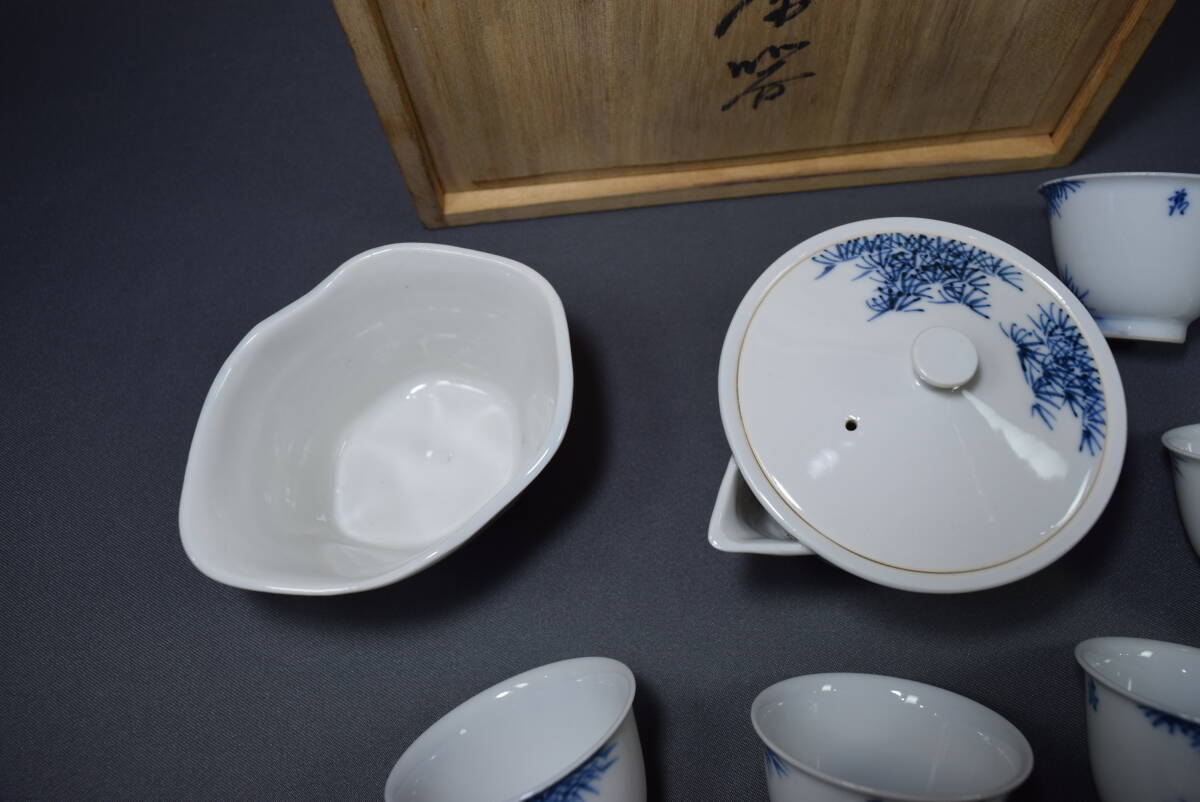  flat дешево весна .. чайная посуда Kiyoshi способ высота . белый фарфор с синим рисунком бамбук документ . чайная посуда Kyoyaki . бутылка горячая вода холодный чашка 