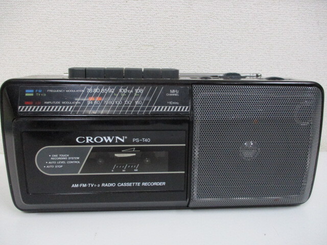 CROWN クラウン ラジオカセットレコーダー PS-T40 1989年製 中古品 激安1円スタート_画像3