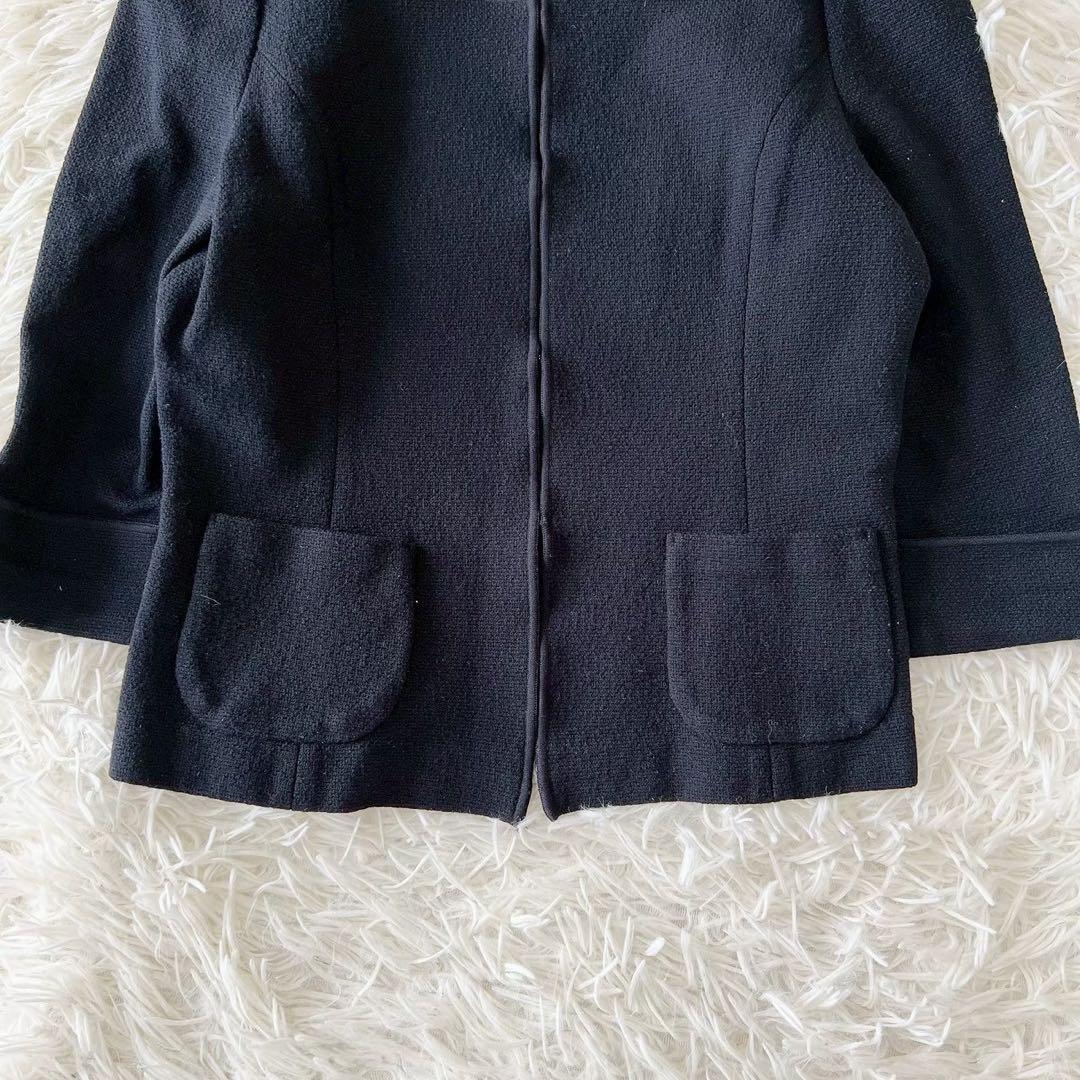 《ハロッズ》 Harrods ショートツイードジャケット ノーカラー 日本製 七分袖 春秋 上品_画像4