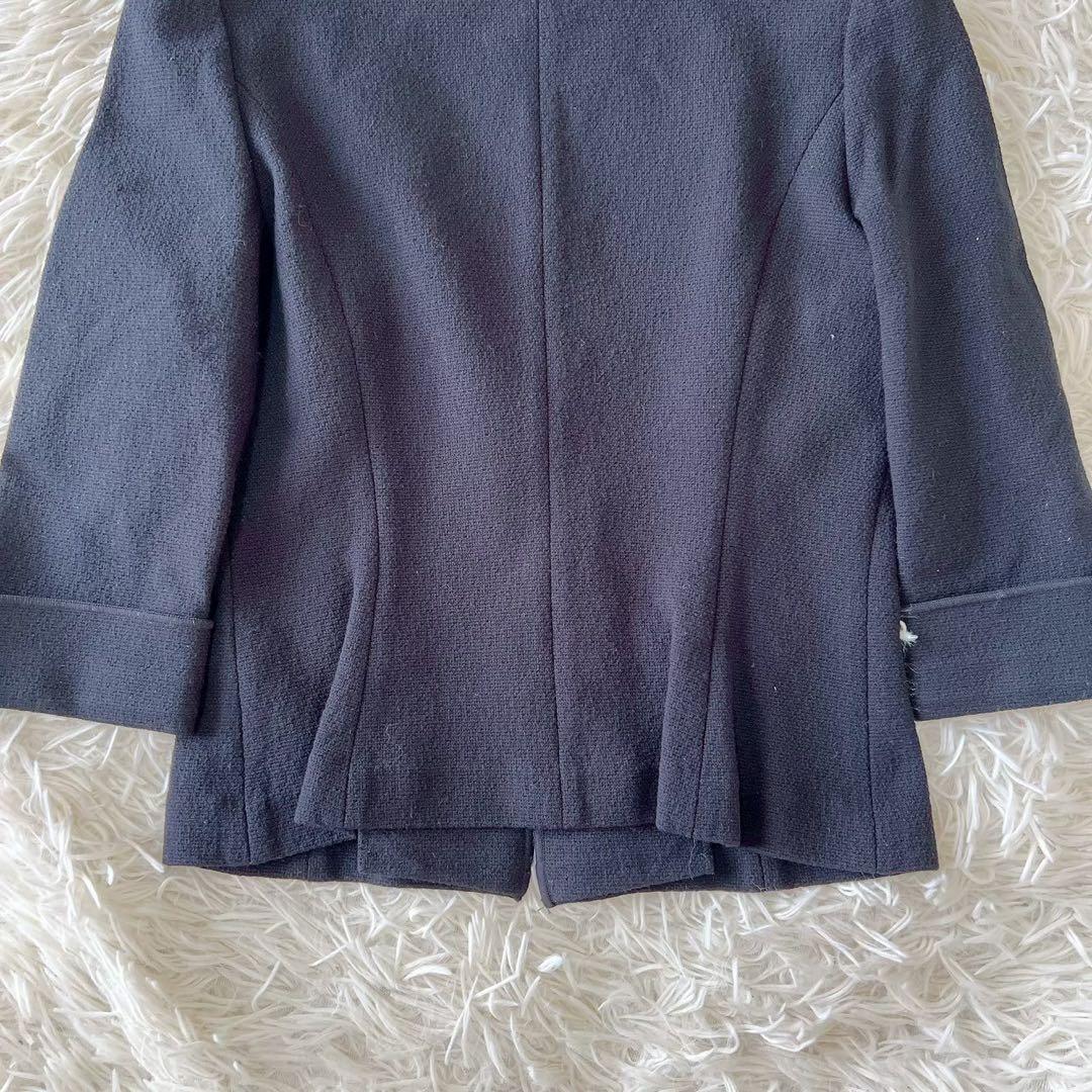 《ハロッズ》 Harrods ショートツイードジャケット ノーカラー 日本製 七分袖 春秋 上品_画像8