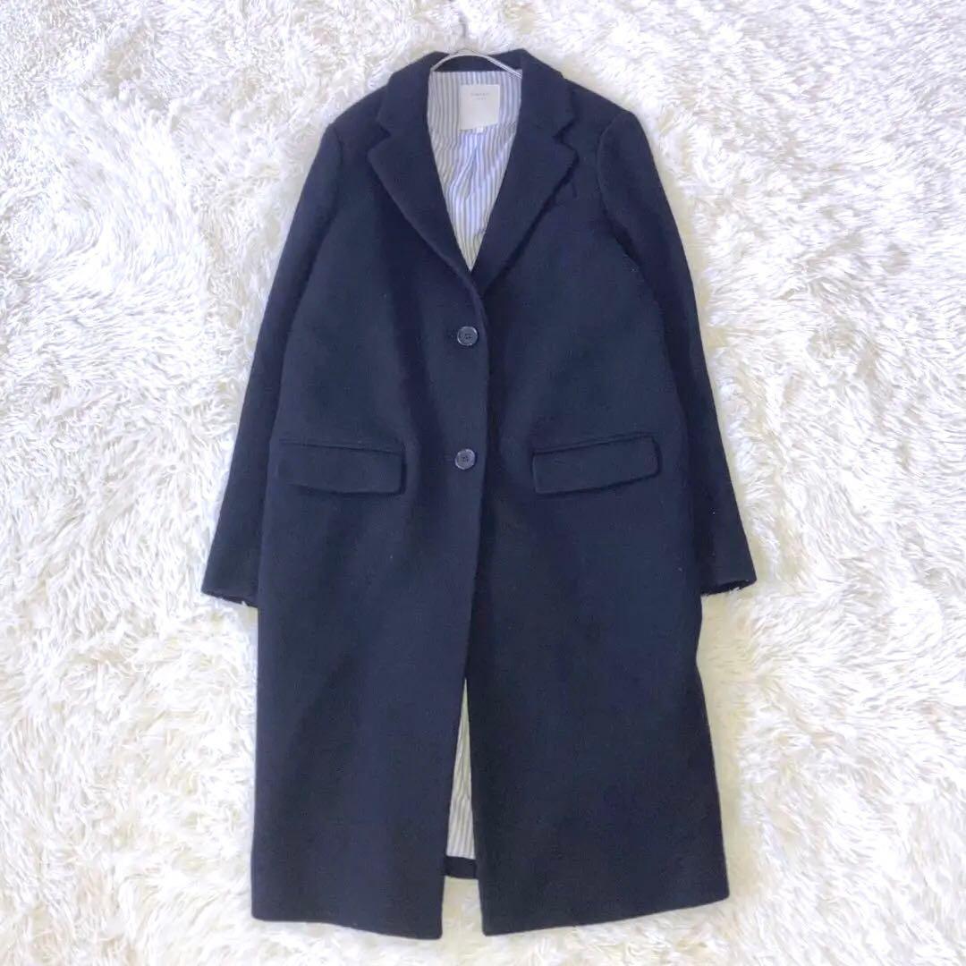 『ビーミングバイビームス』 (L) ロングチェスターコート ウール混 上品 羽織_画像2