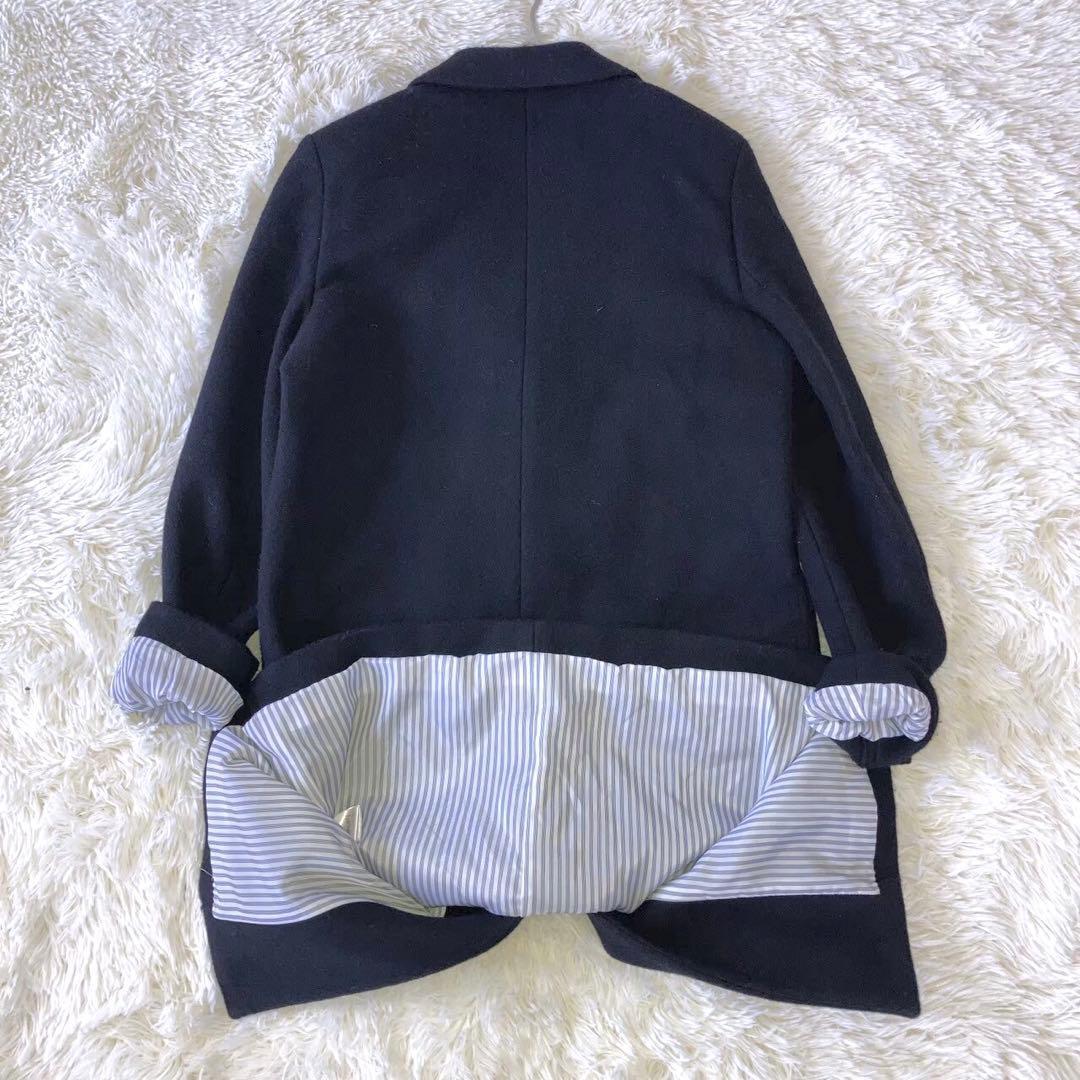 『ビーミングバイビームス』 (L) ロングチェスターコート ウール混 上品 羽織_画像9