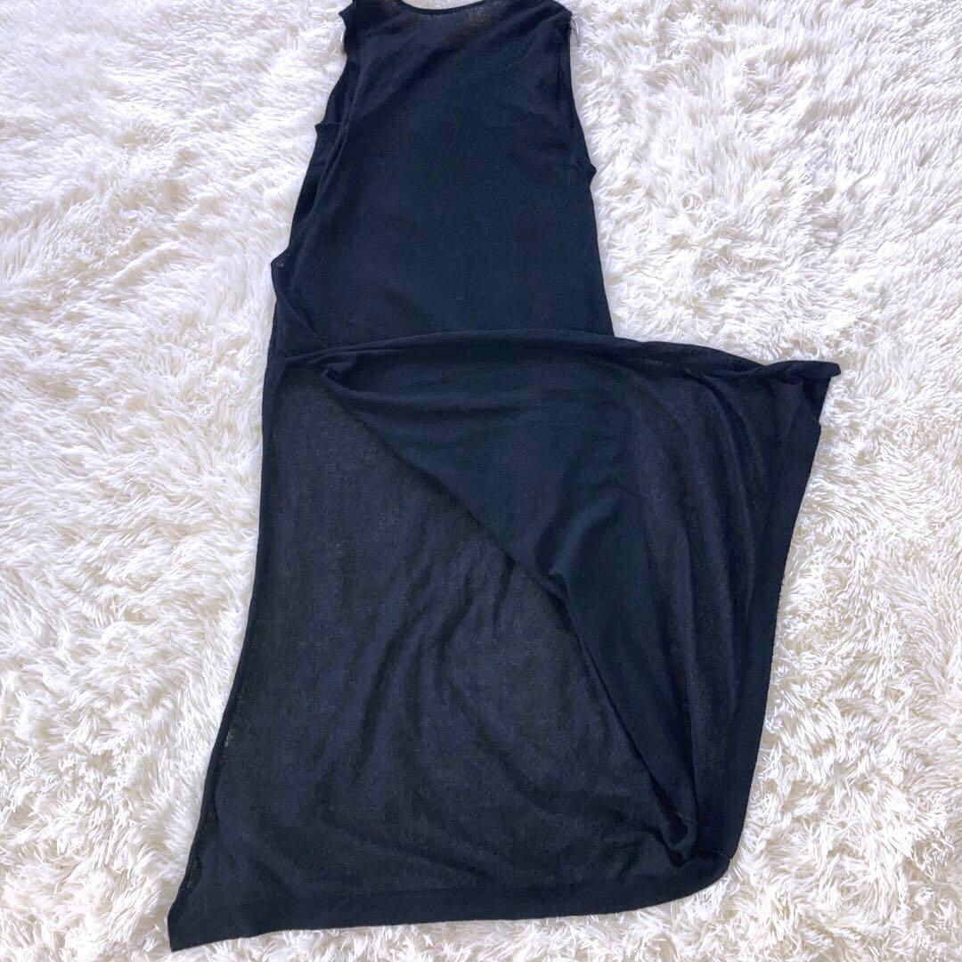 『アダムエロペ』 (F) ニットロングワンピース ノースリーブ ハイスリット 黒_画像8