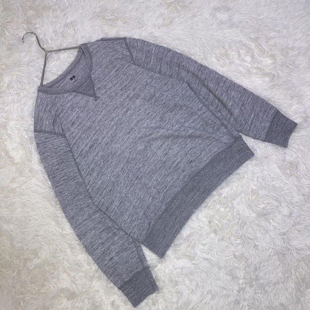 『ユニクロ』 (M) 長袖スウェットシャツ 裏パイル シンプル リラックス 無地_画像1