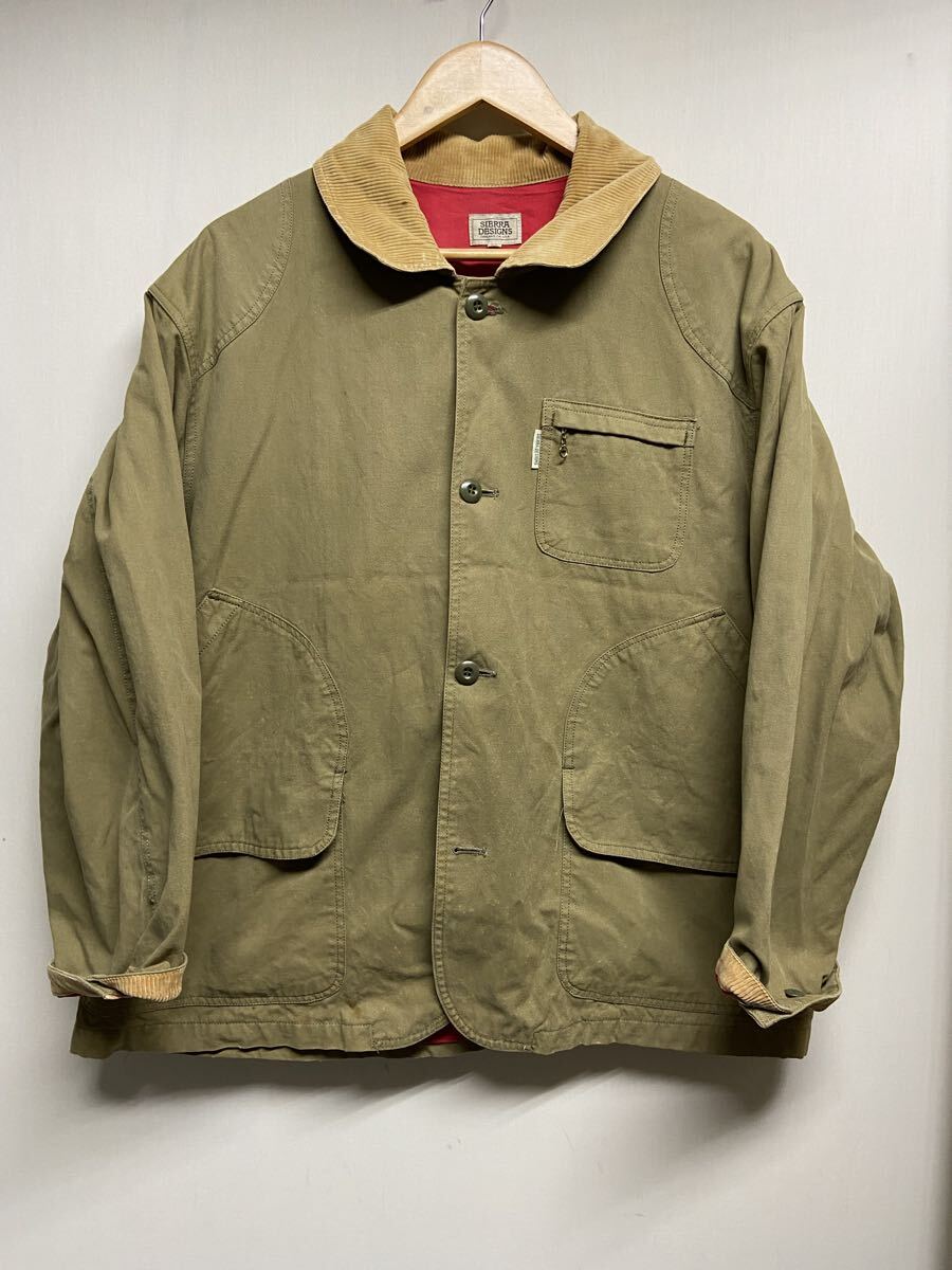 【SIERRA DESIGN シエラデザイン】80s ハンティングジャケット LL カーキ コットン 襟袖コーデュロイ B 2511oki M_画像1
