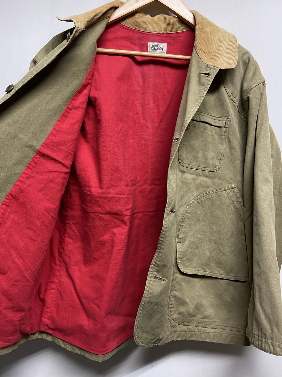 【SIERRA DESIGN シエラデザイン】80s ハンティングジャケット LL カーキ コットン 襟袖コーデュロイ B 2511oki M_画像6