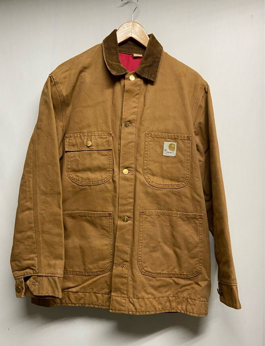 【Carhartt カーハート】カバーオール キャメル サイズ42 コットン 60〜70s チョアコート プリントタグ 無地 2511oki t_画像1
