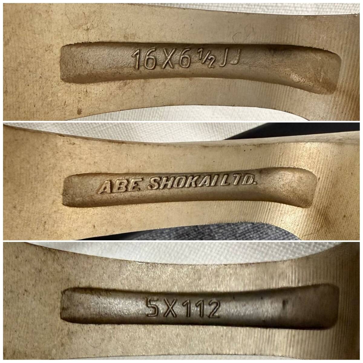 25仙/A012137-1/NT3000/121-10/【仙台市から引取り限定】アルミホイール ABE SHOKAI LTD. 16×6 1/2JJ 5×112 タイヤ DUNLOP 195/50R16 84Q_画像7