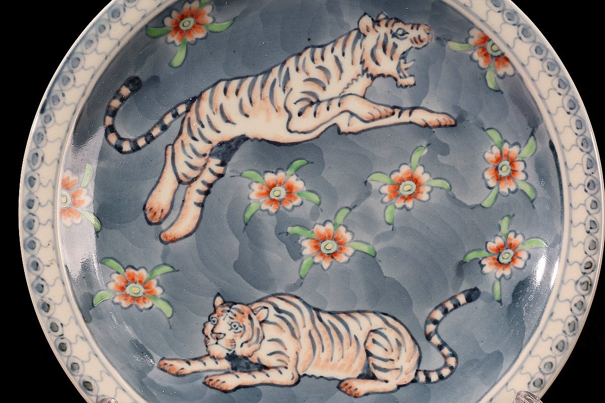 [ редкий товар .]1 иен из W73-V03 Sato пробег волна обжиг в печи пробег волна 7 10 . лет .. тарелка старый изобразительное искусство антиквариат товар диаметр 23.8cm высота 3.5cm