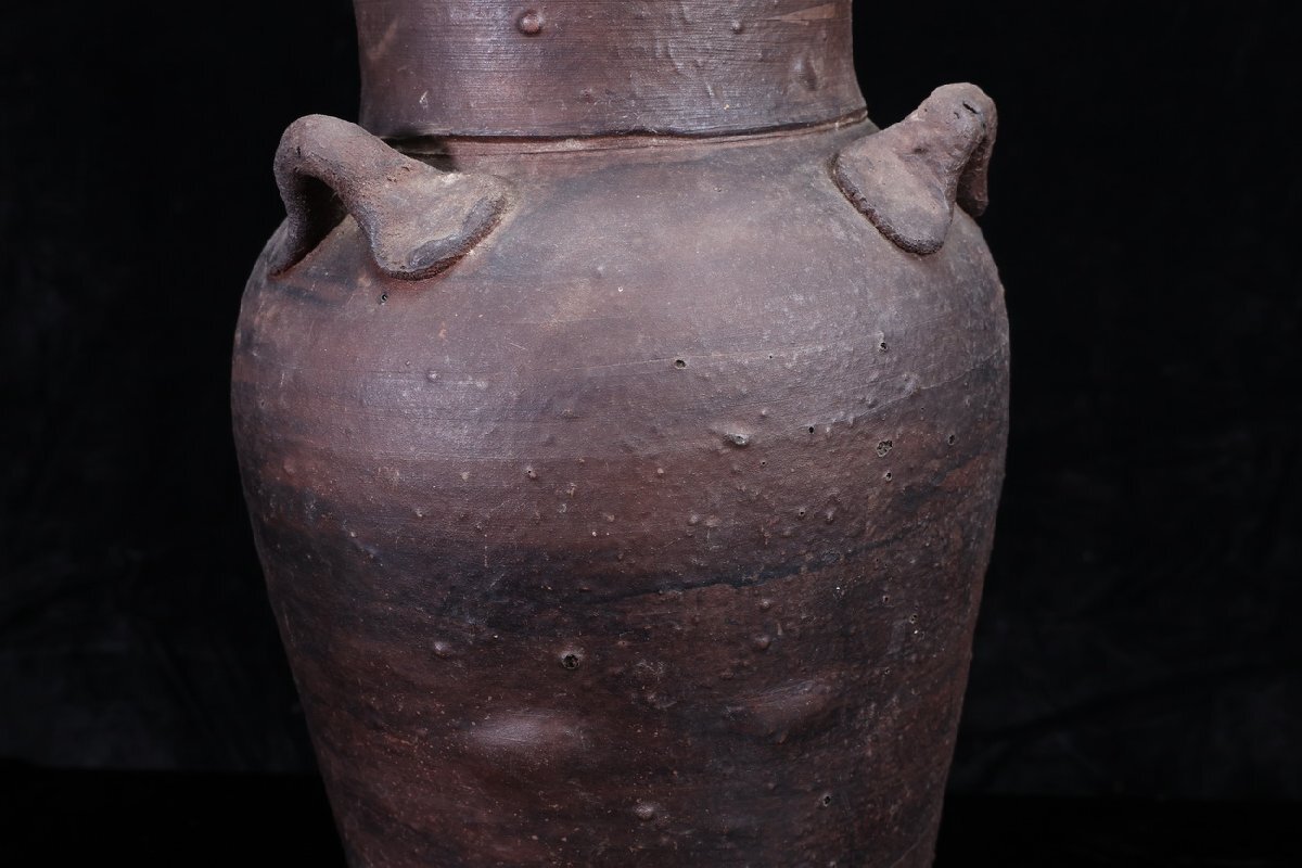 [ редкий товар .]1 иен из V40-V01 старый Tokoname старый Bizen времена предмет старый Shigaraki Shizen Yu обе уголок есть старый .. бутылка . предмет высота 29.5. керамика ваза украшение старый изобразительное искусство антиквариат товар 