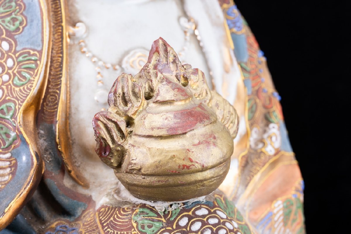 [ редкий товар .]1 иен из M04-H02 Kutani золотая краска цветная роспись фарфор somenishiki Zaimei . звук бодисатва изображение высота 66cm очень большой изображение Будды .. предмет изобразительное искусство украшение счастливый случай Япония керамика антиквариат товар старый изобразительное искусство 