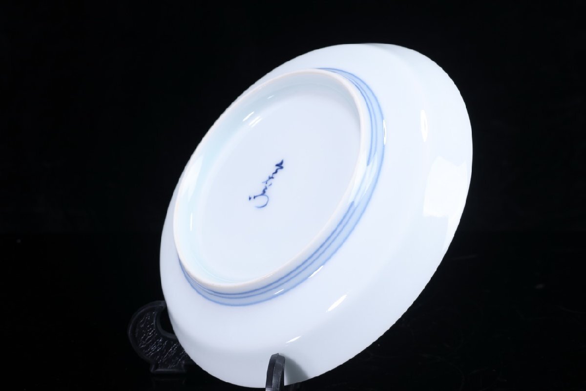 【珍品堂】1円から V80-V3 人間国宝 十三代 今泉今右衛門 在銘 錦白粉 錦花絵 銘々皿 色鍋島 共箱 木箱 5枚 径15.5㎝ 時代物 骨董品 古美術_画像9