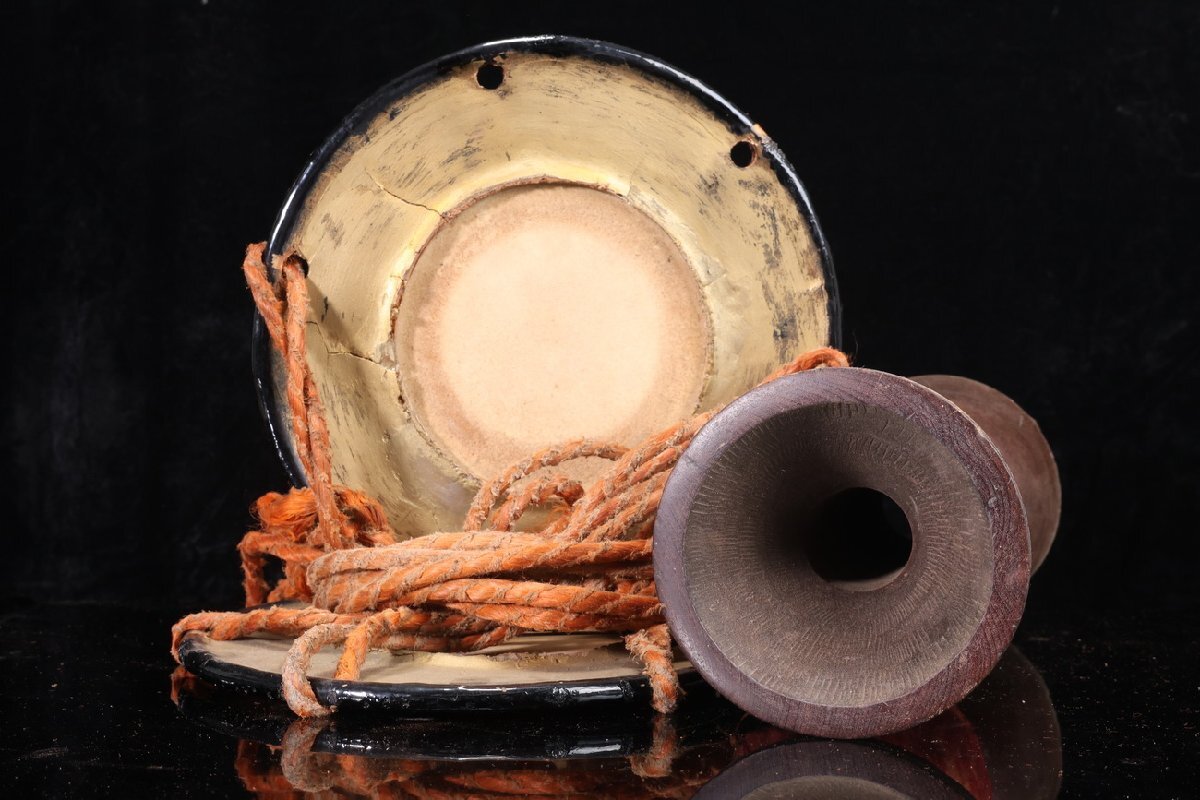 [ редкий товар .]1 иен из P100-V10 японский барабан тамбурин без тарелочек futoshi тамбурин без тарелочек лаковый прикладное искусство лакировка . промежуток прикладное искусство ударные инструменты традиционные японские музыкальные инструменты Япония танцы редкий антиквариат товар старый изобразительное искусство времена предмет коллекция редкий 