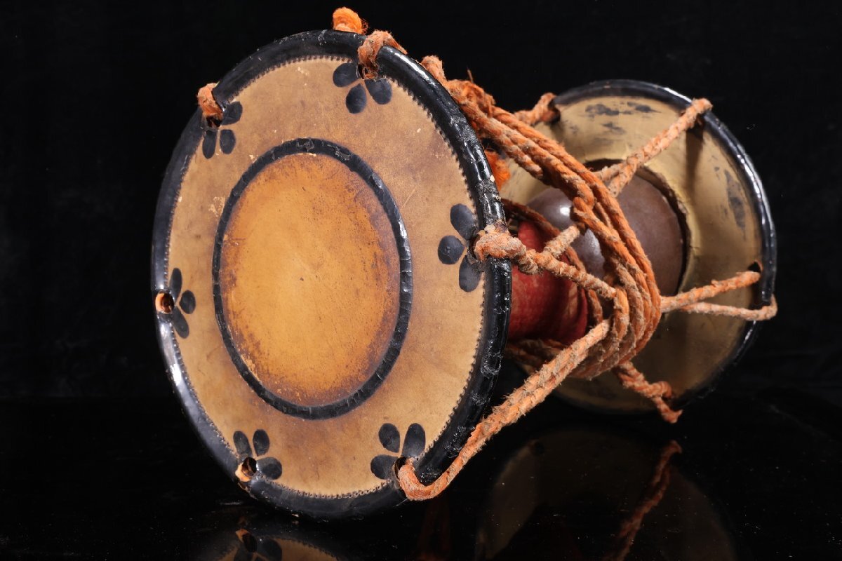[ редкий товар .]1 иен из P100-V10 японский барабан тамбурин без тарелочек futoshi тамбурин без тарелочек лаковый прикладное искусство лакировка . промежуток прикладное искусство ударные инструменты традиционные японские музыкальные инструменты Япония танцы редкий антиквариат товар старый изобразительное искусство времена предмет коллекция редкий 
