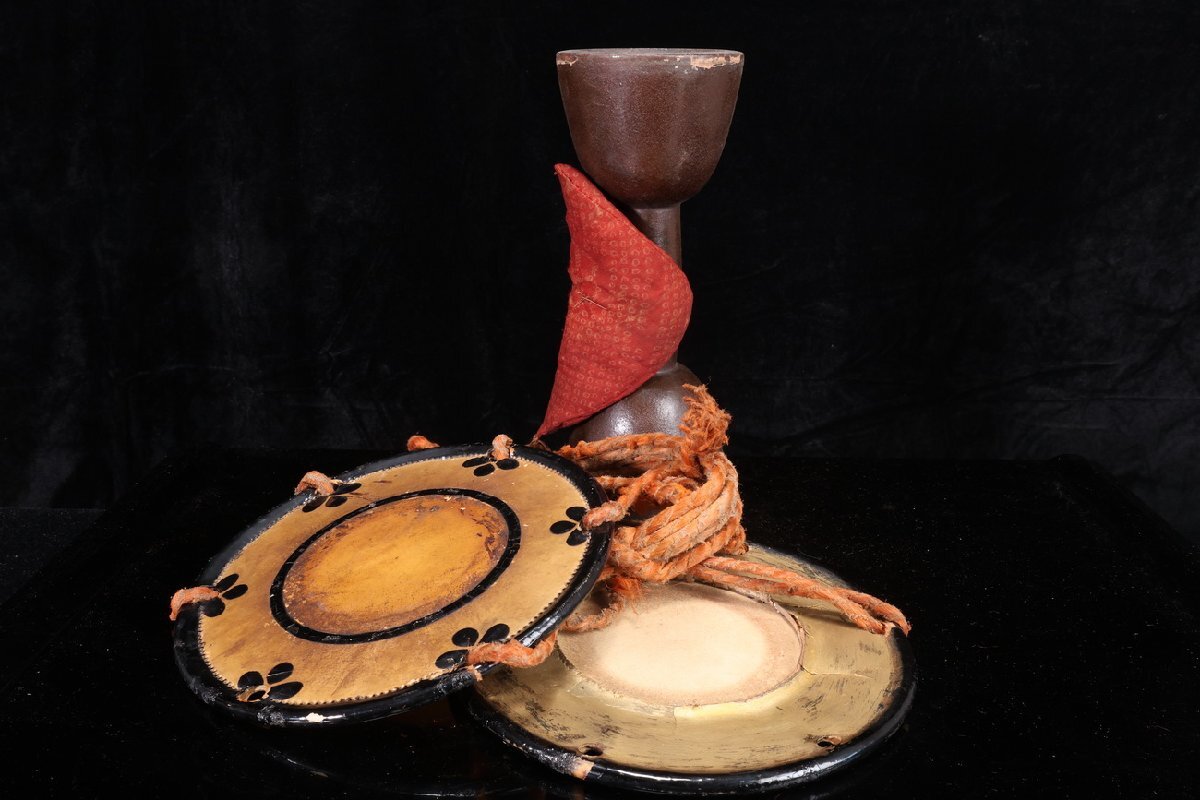 [ редкий товар .]1 иен из P100-V10 японский барабан тамбурин без тарелочек futoshi тамбурин без тарелочек лаковый прикладное искусство лакировка . промежуток прикладное искусство ударные инструменты традиционные японские музыкальные инструменты Япония танцы редкий антиквариат товар старый изобразительное искусство времена предмет коллекция редкий 