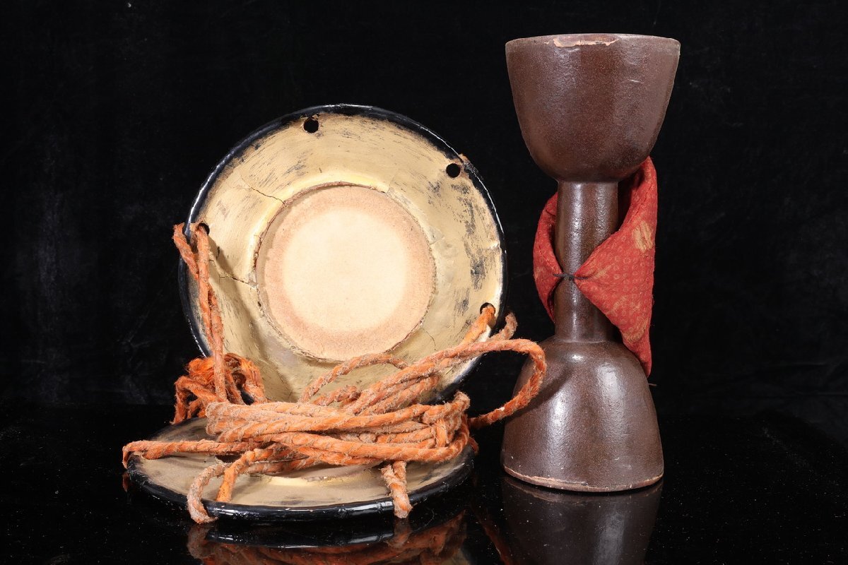 [ редкий товар .]1 иен из P100-V10 японский барабан тамбурин без тарелочек futoshi тамбурин без тарелочек лаковый прикладное искусство лакировка . промежуток прикладное искусство ударные инструменты традиционные японские музыкальные инструменты Япония танцы редкий антиквариат товар старый изобразительное искусство времена предмет коллекция редкий 