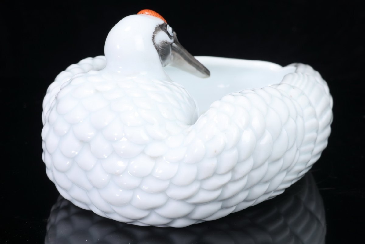 [ редкий товар .]1 иен из V22-V25 первое поколение . гора . гора подлинный .. гора журавль бардачок Kyoyaki Shimizu . Zaimei высота 8.5cm украшение .. предмет Япония традиция керамика старый изобразительное искусство антиквариат товар времена 