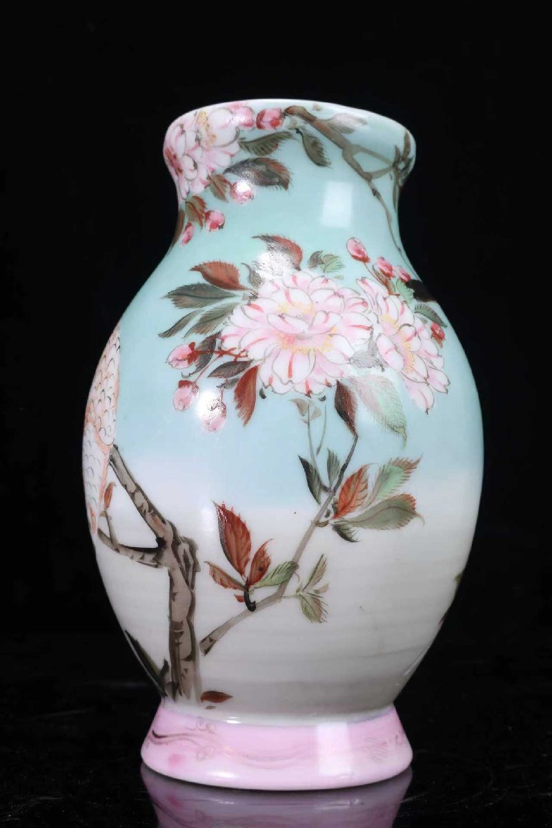 [ редкий товар .]1 иен из YY-06 Meiji период восток Kyoyaki цветная роспись цветы и птицы документ ваза .... участник [. река ..] произведение редкий керамика Zaimei Япония Tokyo . река производства диаметр 9cm времена предмет антиквариат товар 