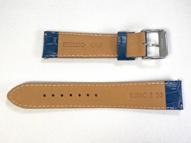 RS01C20NY SEIKO セイコー 20mm 純正革ベルト カーフワニ型押し ネイビー ネコポス送料無料_画像3
