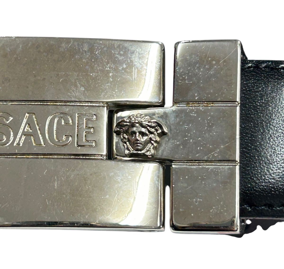 1円スタート 20642 VERSACE ベヴェルサーチェ ベルト ブラック 黒 バックルメドゥーサモチーフ メンズ　_画像3