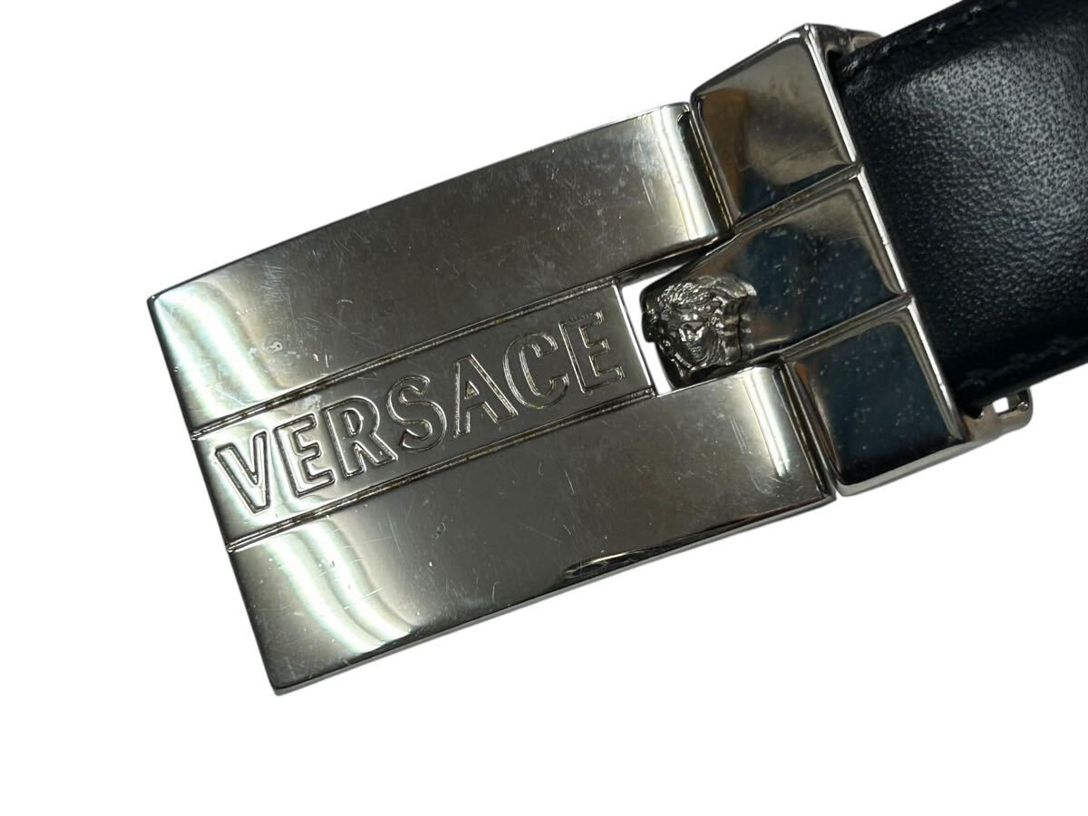 1円スタート 20642 VERSACE ベヴェルサーチェ ベルト ブラック 黒 バックルメドゥーサモチーフ メンズ　_画像2