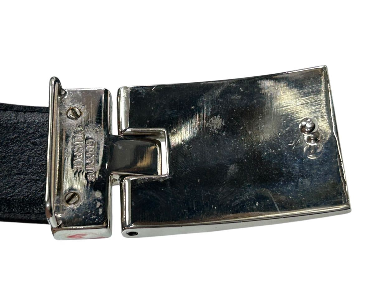 1円スタート 20642 VERSACE ベヴェルサーチェ ベルト ブラック 黒 バックルメドゥーサモチーフ メンズ　_画像4