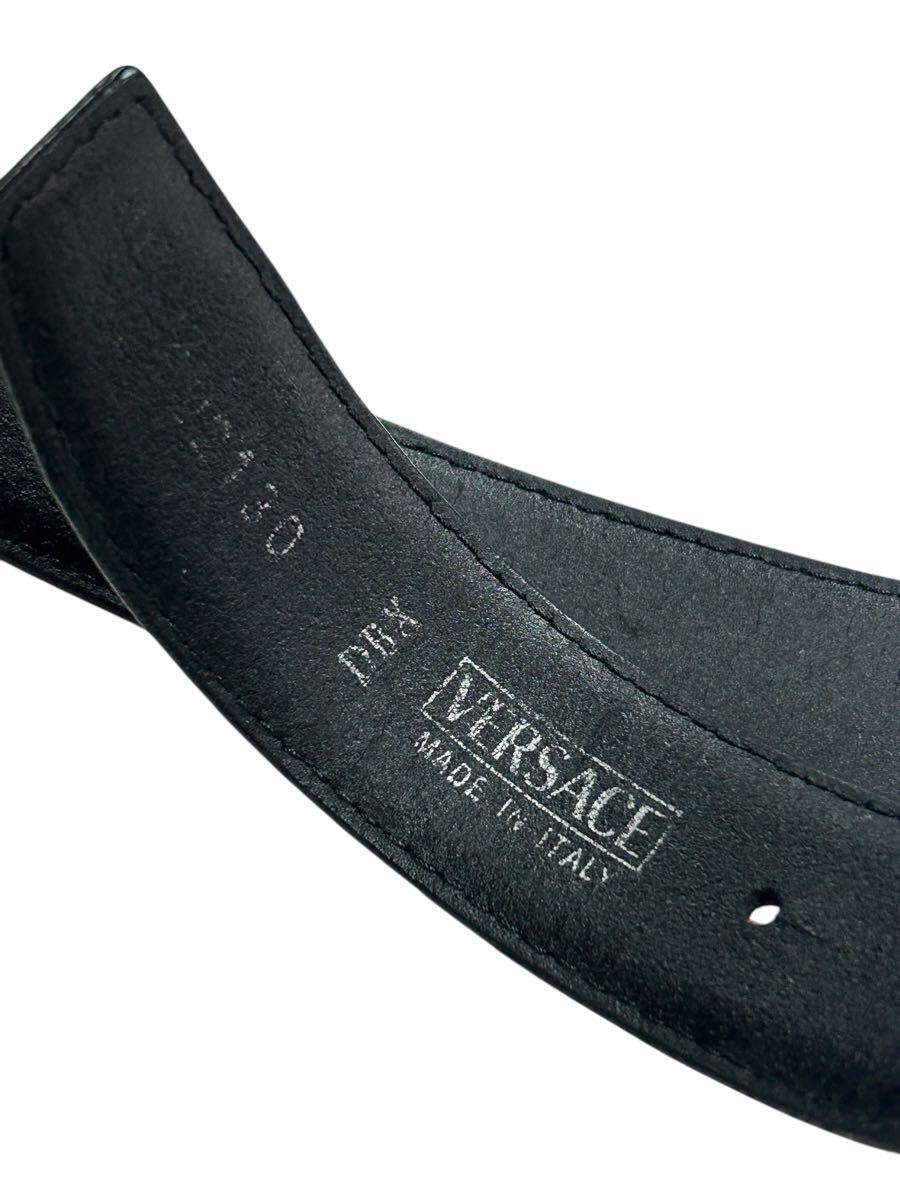 1円スタート 20642 VERSACE ベヴェルサーチェ ベルト ブラック 黒 バックルメドゥーサモチーフ メンズ　_画像6
