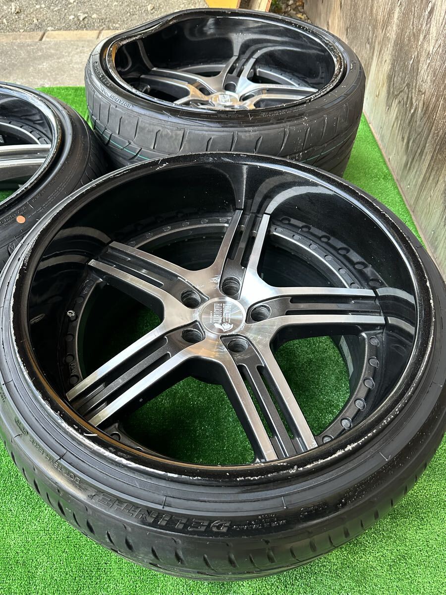 希少LEON HARDIRITT レオンハルトSUPER STARスーパースター RASENラーゼン 19インチタイヤ ホイール3本10.5J+40/12Jオフ-2 5穴114.3 深リム_画像6